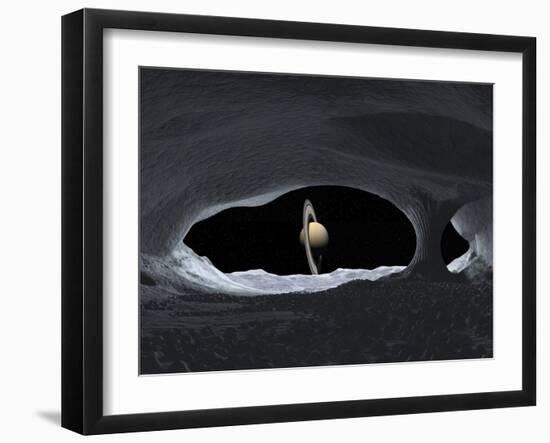 Saturn From Iapetus, Artwork-Walter Myers-Framed Photographic Print