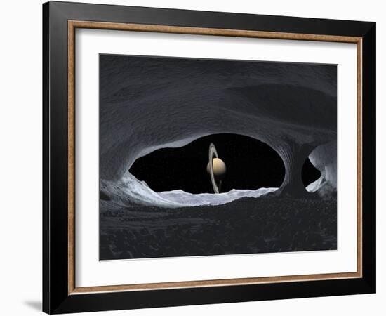 Saturn From Iapetus, Artwork-Walter Myers-Framed Photographic Print