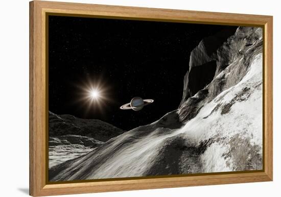 Saturn From Iapetus-Detlev Van Ravenswaay-Framed Premier Image Canvas