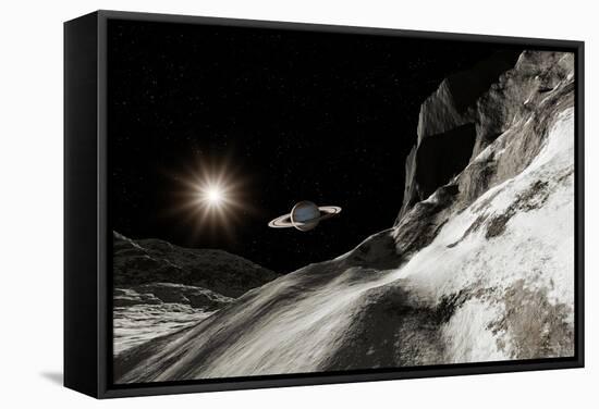 Saturn From Iapetus-Detlev Van Ravenswaay-Framed Premier Image Canvas