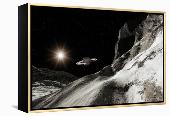 Saturn From Iapetus-Detlev Van Ravenswaay-Framed Premier Image Canvas