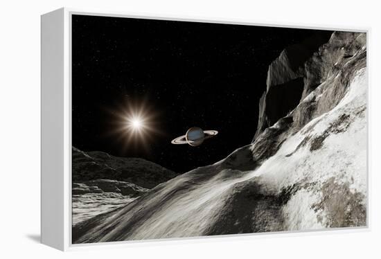 Saturn From Iapetus-Detlev Van Ravenswaay-Framed Premier Image Canvas