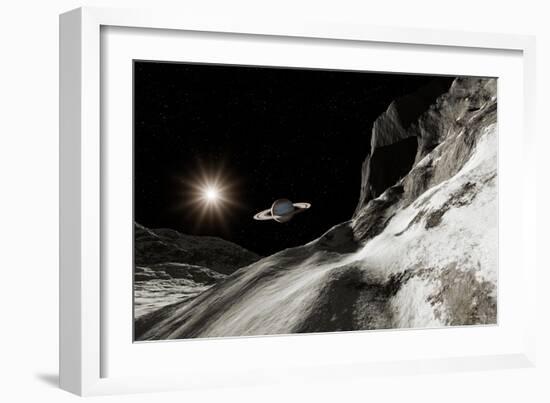 Saturn From Iapetus-Detlev Van Ravenswaay-Framed Photographic Print