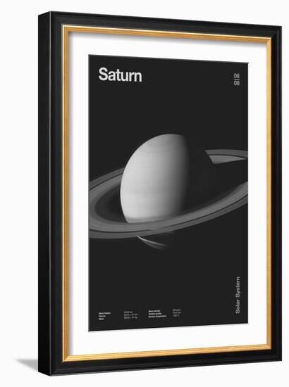 Saturn : Minimal Planets Datas, 2023 (Digital)-Florent Bodart-Framed Giclee Print