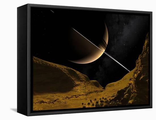 Saturn's Moon Enceladus, Artwork-Walter Myers-Framed Premier Image Canvas