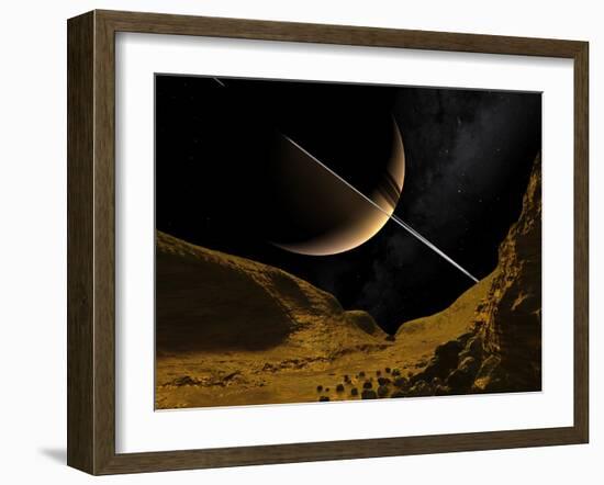 Saturn's Moon Enceladus, Artwork-Walter Myers-Framed Photographic Print