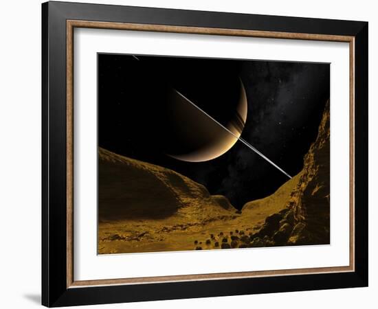 Saturn's Moon Enceladus, Artwork-Walter Myers-Framed Photographic Print