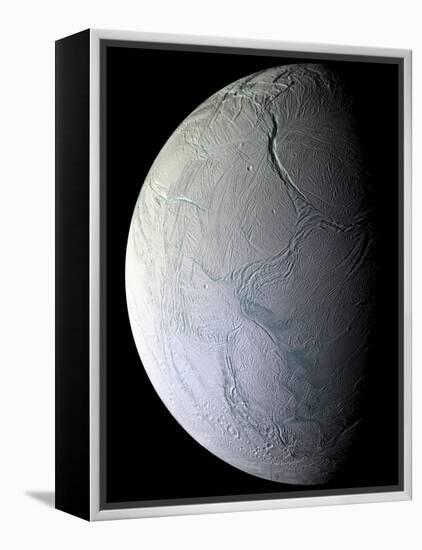 Saturn's Moon Enceladus-Stocktrek Images-Framed Premier Image Canvas