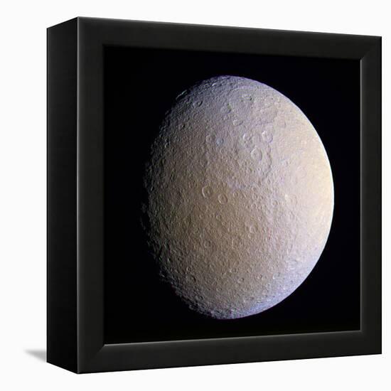 Saturn's Moon Rhea, Cassini Image-null-Framed Premier Image Canvas