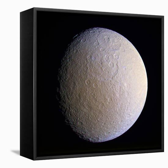 Saturn's Moon Rhea, Cassini Image-null-Framed Premier Image Canvas