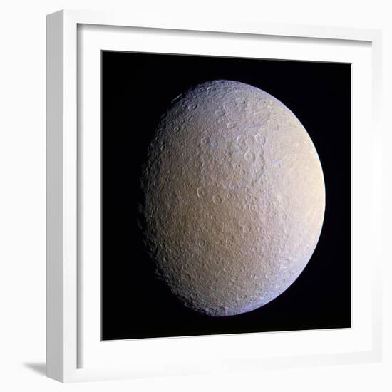 Saturn's Moon Rhea, Cassini Image-null-Framed Premium Photographic Print