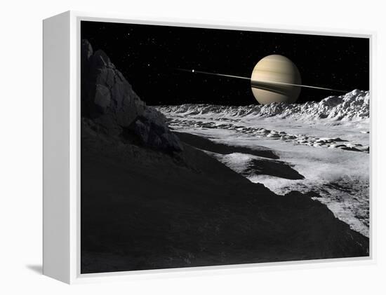 Saturn's Moon, Tethys, Is Split by an Enormous Valley Called Ithaca Chasma-Stocktrek Images-Framed Premier Image Canvas