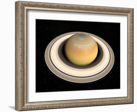 Saturn's North Pole Summer Storms-null-Framed Photographic Print