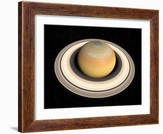 Saturn's North Pole Summer Storms-null-Framed Photographic Print