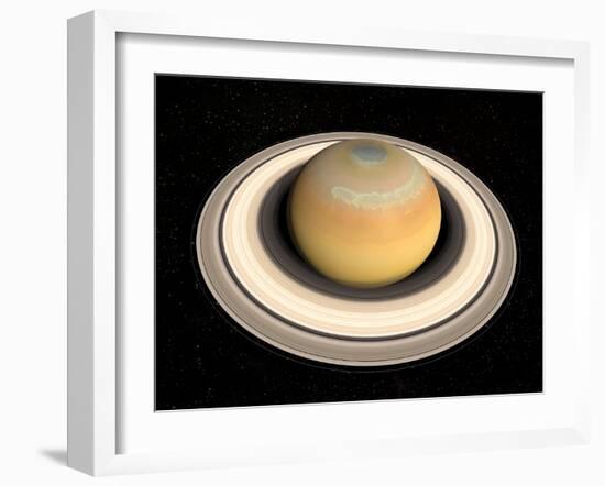 Saturn's North Pole Summer Storms-null-Framed Photographic Print