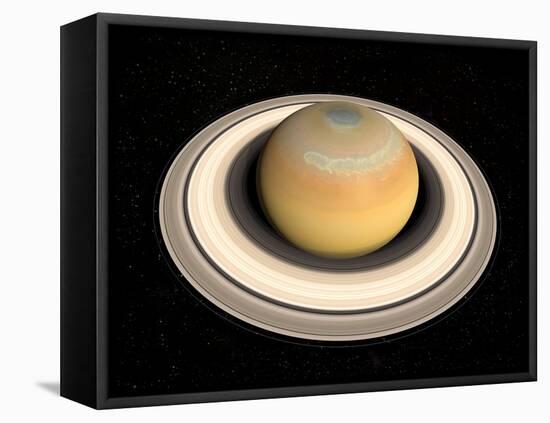 Saturn's North Pole Summer Storms-null-Framed Premier Image Canvas