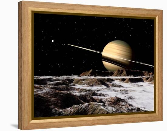 Saturn Seen from the Surface of its Moon, Rhea-Stocktrek Images-Framed Premier Image Canvas