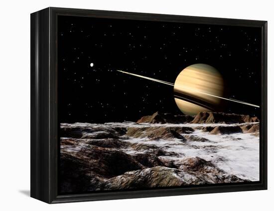 Saturn Seen from the Surface of its Moon, Rhea-Stocktrek Images-Framed Premier Image Canvas