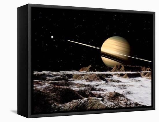 Saturn Seen from the Surface of its Moon, Rhea-Stocktrek Images-Framed Premier Image Canvas