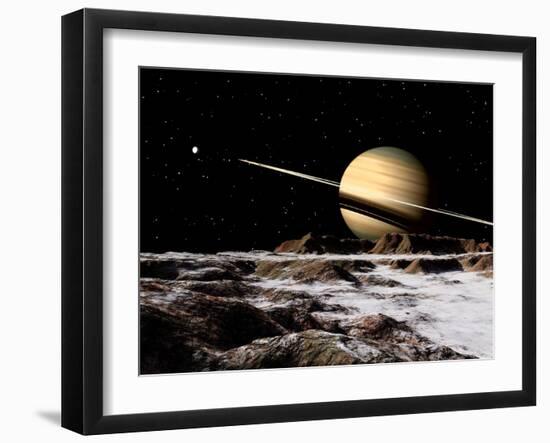 Saturn Seen from the Surface of its Moon, Rhea-Stocktrek Images-Framed Photographic Print