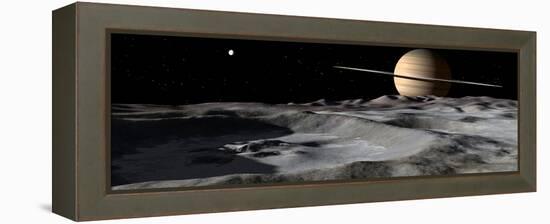 Saturn Seen from the Surface of its Moon, Rhea-Stocktrek Images-Framed Premier Image Canvas