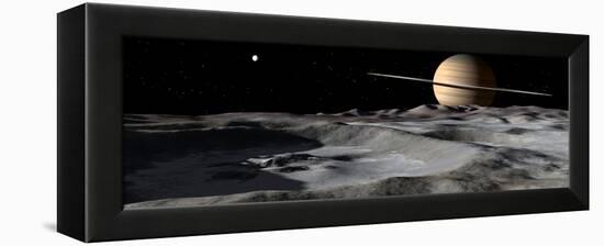 Saturn Seen from the Surface of its Moon, Rhea-Stocktrek Images-Framed Premier Image Canvas