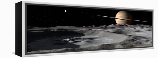 Saturn Seen from the Surface of its Moon, Rhea-Stocktrek Images-Framed Premier Image Canvas