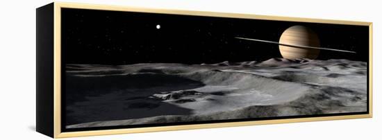 Saturn Seen from the Surface of its Moon, Rhea-Stocktrek Images-Framed Premier Image Canvas