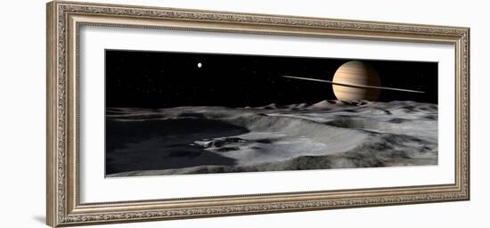 Saturn Seen from the Surface of its Moon, Rhea-Stocktrek Images-Framed Photographic Print