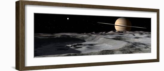 Saturn Seen from the Surface of its Moon, Rhea-Stocktrek Images-Framed Photographic Print