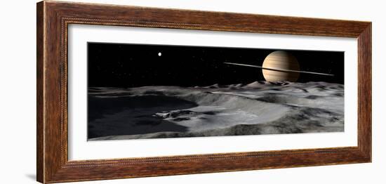 Saturn Seen from the Surface of its Moon, Rhea-Stocktrek Images-Framed Photographic Print