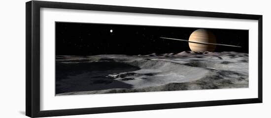 Saturn Seen from the Surface of its Moon, Rhea-Stocktrek Images-Framed Photographic Print