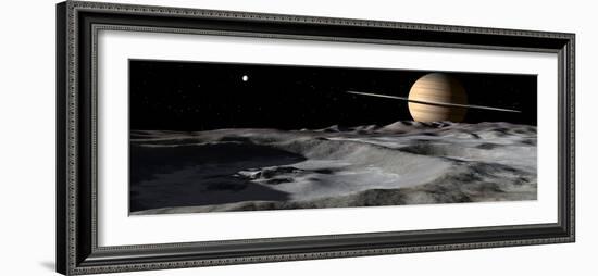 Saturn Seen from the Surface of its Moon, Rhea-Stocktrek Images-Framed Photographic Print