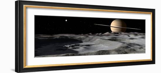 Saturn Seen from the Surface of its Moon, Rhea-Stocktrek Images-Framed Photographic Print