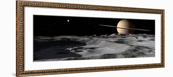 Saturn Seen from the Surface of its Moon, Rhea-Stocktrek Images-Framed Photographic Print