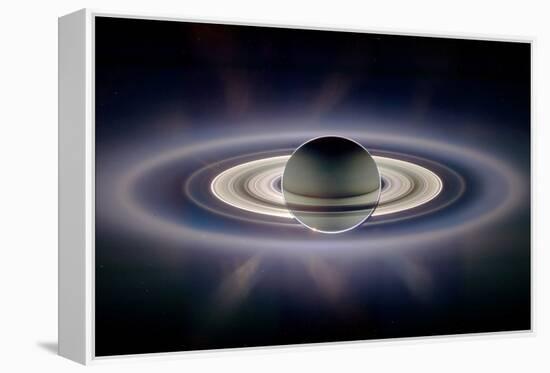 Saturn Silhouetted, Cassini Image-null-Framed Premier Image Canvas