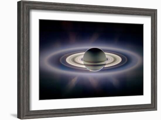 Saturn Silhouetted, Cassini Image-null-Framed Photographic Print