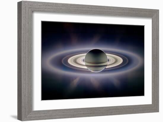 Saturn Silhouetted, Cassini Image-null-Framed Photographic Print