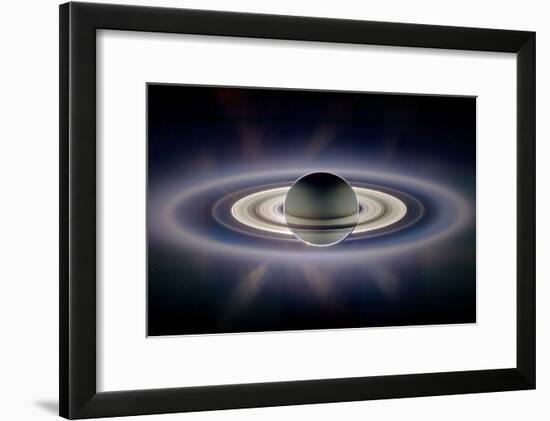 Saturn Silhouetted, Cassini Image-null-Framed Photographic Print