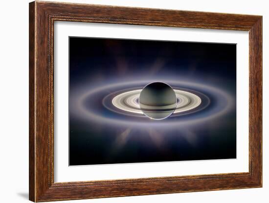 Saturn Silhouetted, Cassini Image-null-Framed Photographic Print