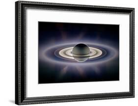 Saturn Silhouetted, Cassini Image-null-Framed Photographic Print