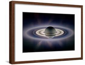 Saturn Silhouetted, Cassini Image-null-Framed Photographic Print