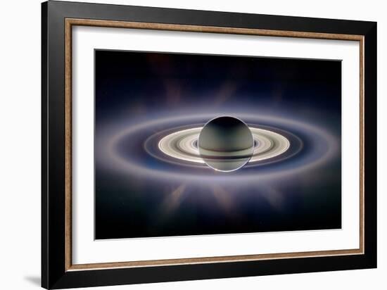 Saturn Silhouetted, Cassini Image-null-Framed Photographic Print