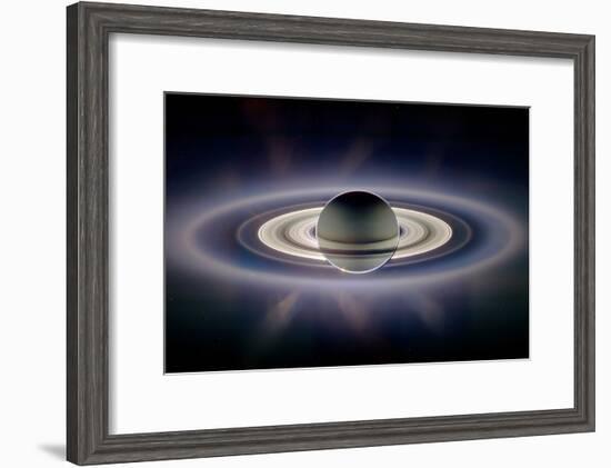 Saturn Silhouetted, Cassini Image-null-Framed Photographic Print