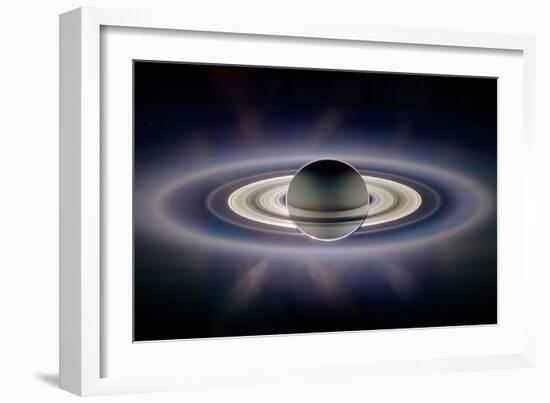 Saturn Silhouetted, Cassini Image-null-Framed Photographic Print