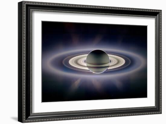 Saturn Silhouetted, Cassini Image-null-Framed Photographic Print