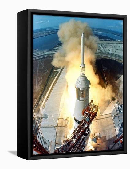 Saturn V Missile Launches the Apollo 11 Moon Mission, July 16, 1969-null-Framed Stretched Canvas