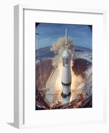Saturn V Rocket Lifting the Apollo 11 Astronauts Towards Their Manned Mission to the Moon-Ralph Morse-Framed Photographic Print