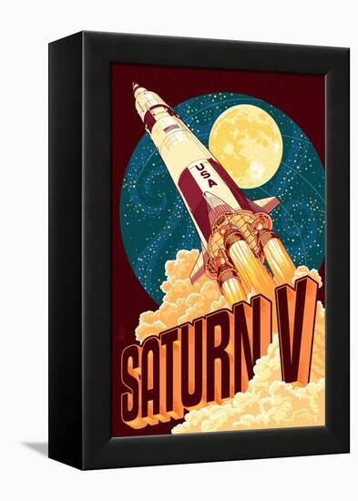 Saturn V Styalized-Lantern Press-Framed Stretched Canvas