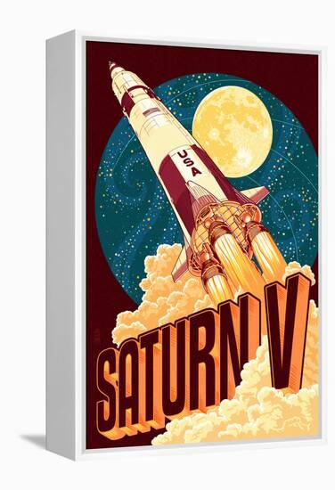 Saturn V Styalized-Lantern Press-Framed Stretched Canvas